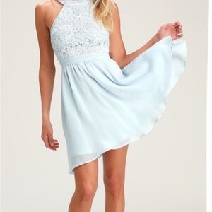 Lulu's Light Blue Halter Dress